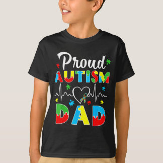 T-shirt Fière Papa Puzzle de Sensibilisation à l'Autisme F