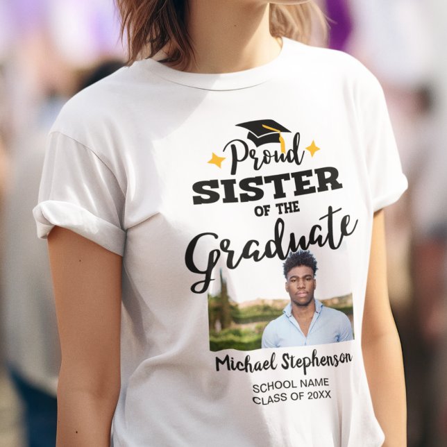 T-shirt Fière Soeur de la diplômée nom de la photo (Créateur téléchargé)