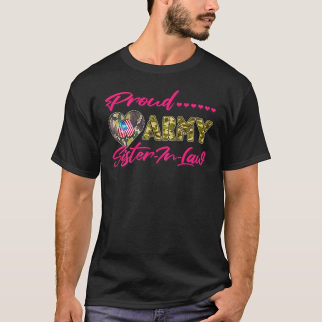 T-shirt Fière Soeur De L'Armée En Droit Drapeau Américain  (Devant)