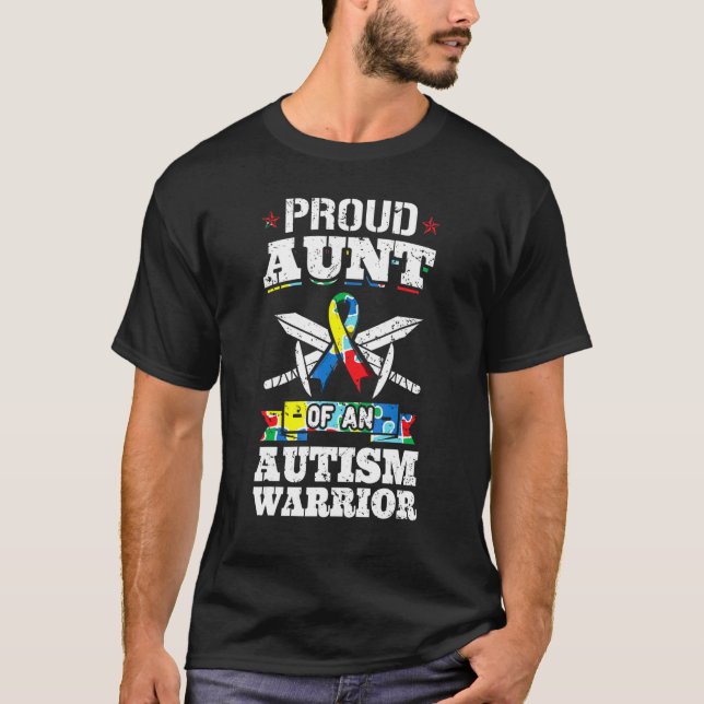T-shirt Fière Tante D'Un Guerrier Autiste Autiste Sensibil (Devant)