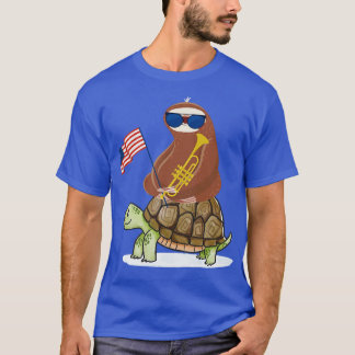 T-shirt Fière tortue américaine équitation Sloth