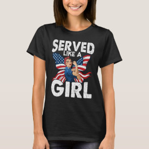 T-shirt Fière vétérane féminine a servi comme une fille mi