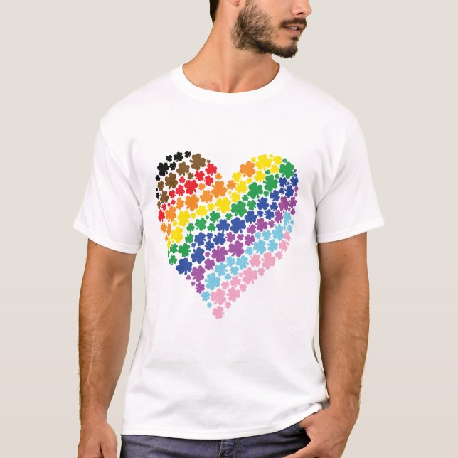 T-shirt Fièrement irlandais Rainbow Shamrock Heart (Devant)