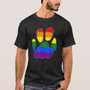 T-shirt Fiers Alliés Lgbt Furry Arc-en-ciel Chien Chat Paw