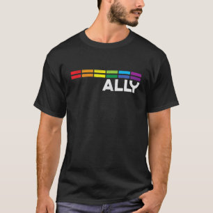 T-shirt Fiers Ally Bars Égalité LGBTQ Rainbow Flag Gay