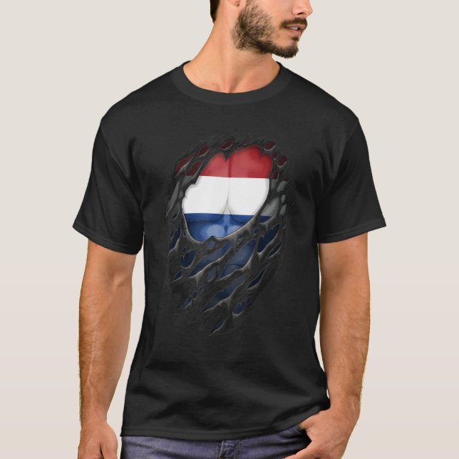 T-shirt Fiers racines hollandaises patrimoine déchiré Pays (Devant)
