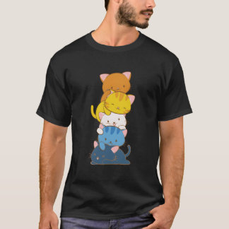 T-shirt Fierté Aual Arotique Lgbtq Kawaii Chats Aroace