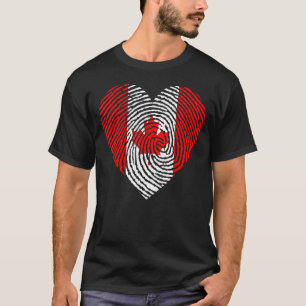 T-shirt Fierté canadienne Empreinte digitale Coeur Érable 