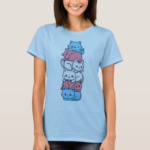T-shirt Fierté Chat LGBT Trans Drapeau Cute Chats Pile