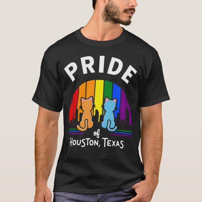 T-shirt Fierté de Houston City Texas USA Arc en ciel (Devant)