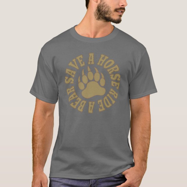 T-shirt Fierté de l'ours Sauver un cheval Monter un ours (Devant)