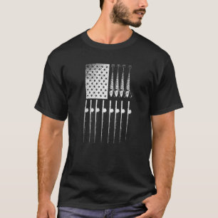 T-shirt Fierté de pêcheur Drapeau américain Crochet de pêc