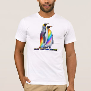 T-shirt Fierté de pingouin arc-en-ciel debout ensemble