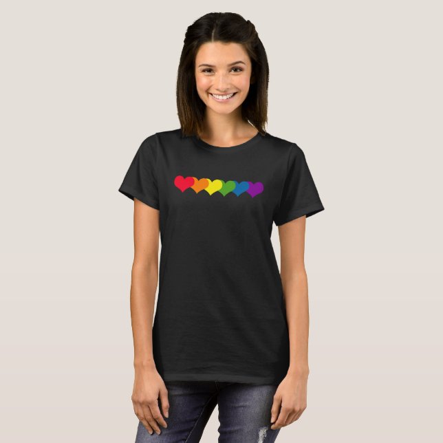 T-shirt Fierté du gay pride | LGBTQ de coeurs (Devant entier)