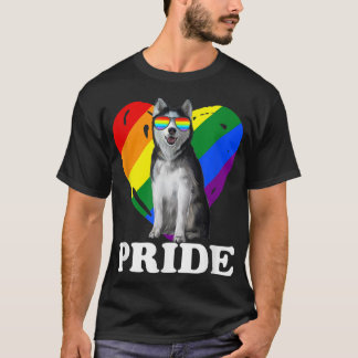 T-shirt Fierté Husky LBGT Avec Coeur Costumé