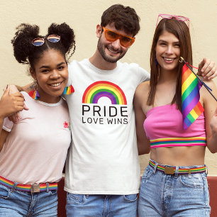 T-shirt Fierté L'Amour Gagne Arc-en-ciel Hommes Blanc