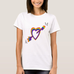 T-shirt Fierté LGBT Gay Mariage Coeur arc-en-ciel avec flè