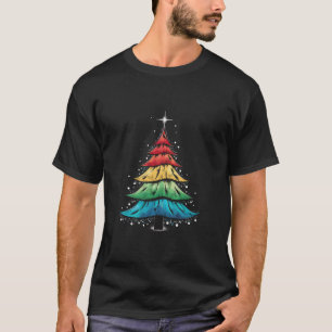 T-shirt Fierté LGBTQ Arc-en-ciel Drapeau Gay Arbre de Noël