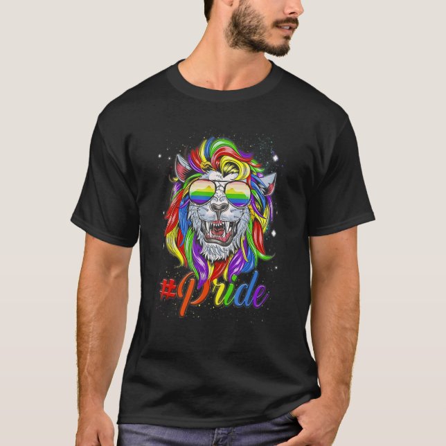 T-shirt Fierté Lion Lgbt Colorée (Devant)