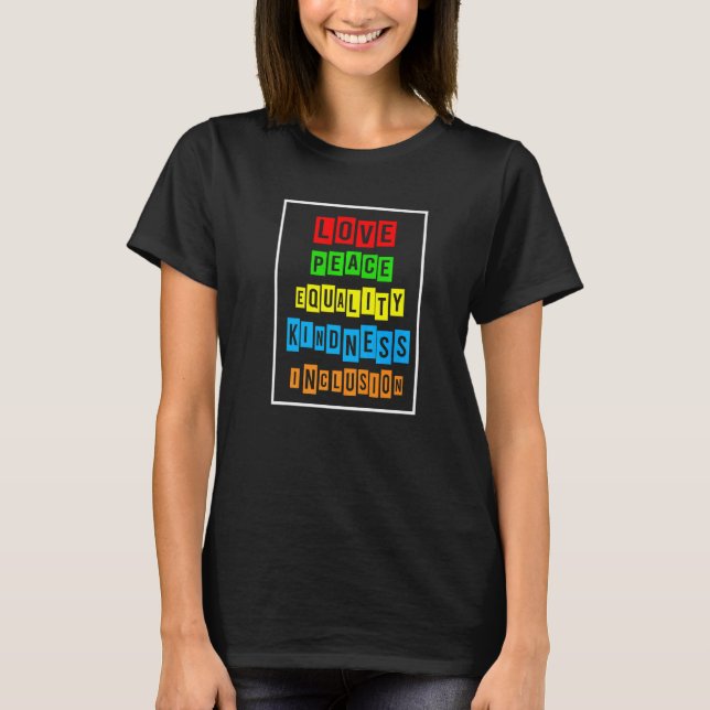 T-shirt Fierté Mois Amour Paix gentillesse Lgbt (Devant)