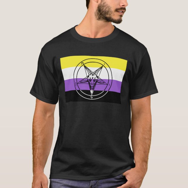 T-shirt Fierté non binaire Sigil de Baphomet (Devant)