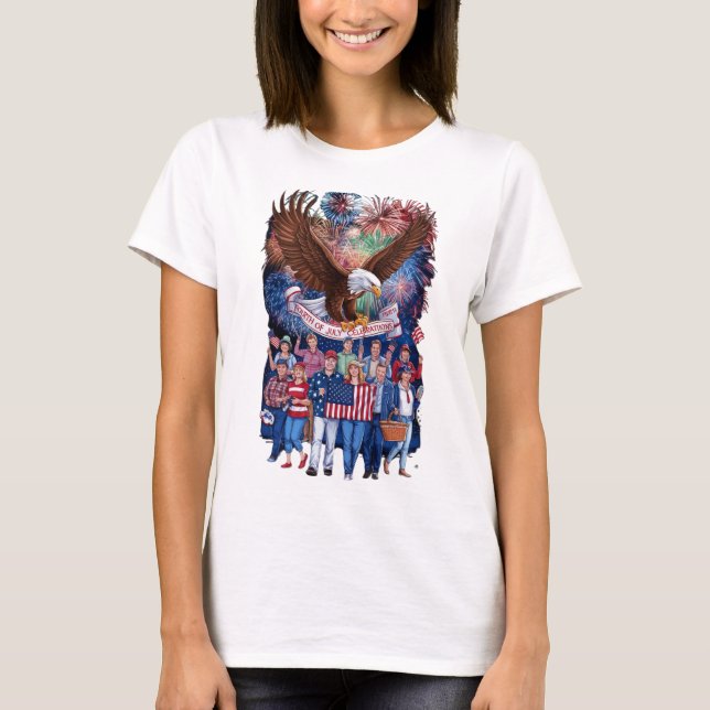 T-shirt Fierté patriotique : célébrations du 4 juillet (Devant)