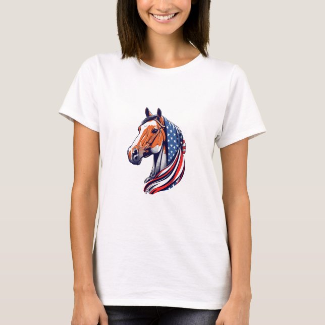 T-shirt Fierté patriotique : Cheval de quartier avec drape (Devant)