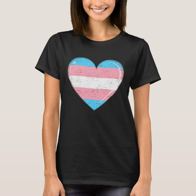 T-shirt Fierté Transgenre Drapeau Coeur Amour gagne Lgbt F (Devant)