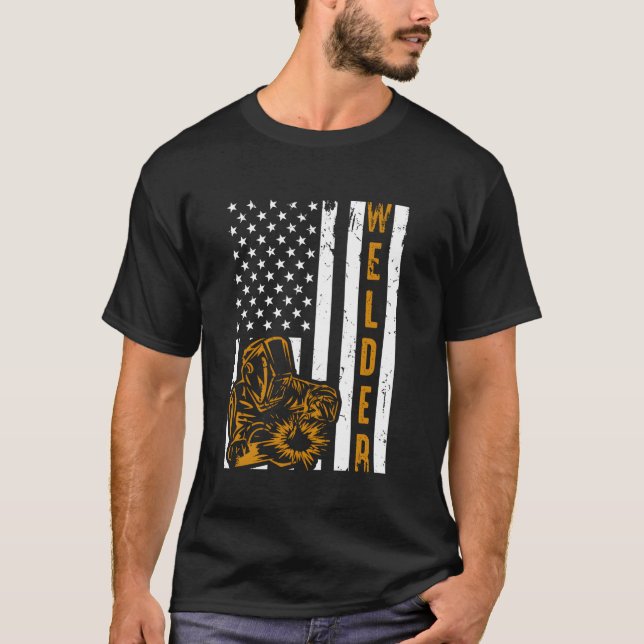 T-shirt Fierté Usa Drapeau Papa Père Soudage (Devant)