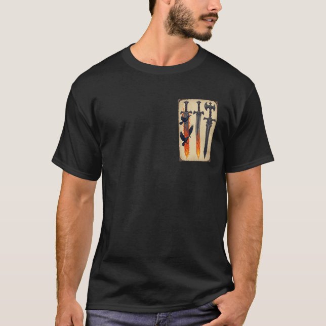 T-shirt Fiery Raven Guardian Swords & Axe (Devant)