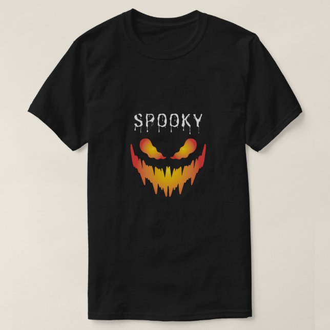 T-shirt Fiery Spooky Face – Halloween Graphic Design (Design devant)