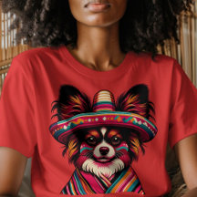 Fiesta Papillon Chien portant Sombrero et Sarape