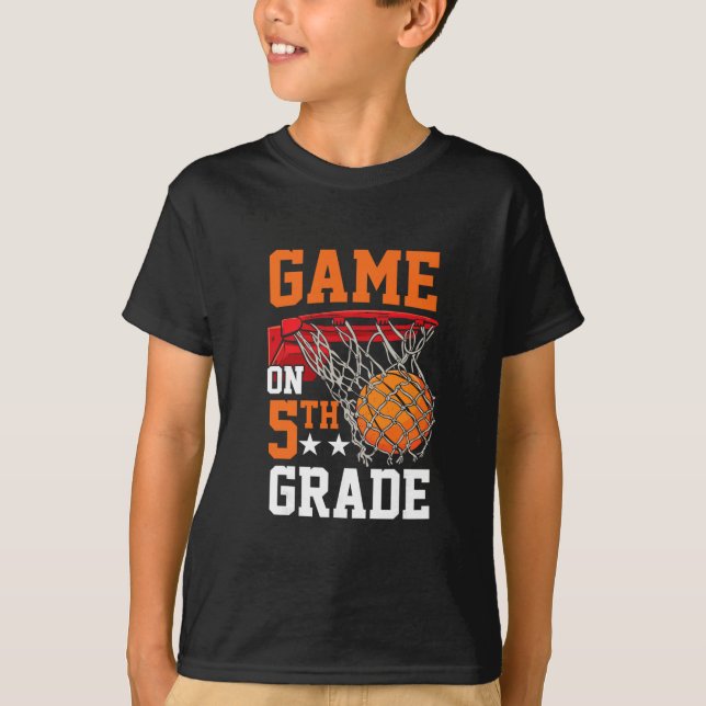 T-shirt Fifth Grade Game On Sketll Ck To School 5th Grade  (Devant)