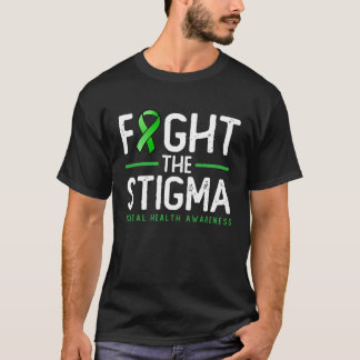 T-shirt Fight The Stigma  Green Ribbon Tee Mental Health A