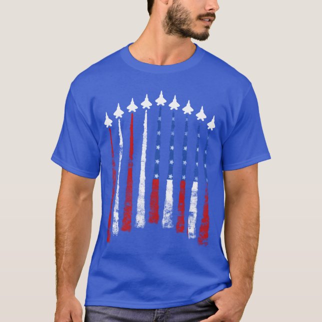 T-shirt Fighter Air Plane Us Veterans y American Flag vint (Devant)