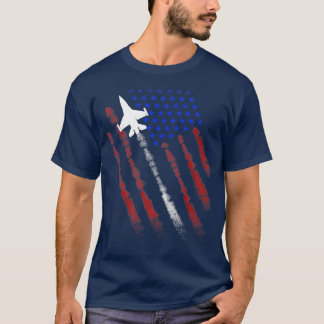 T-shirt Fighter Jet American Flag Patriot Happy 4th Of Jul