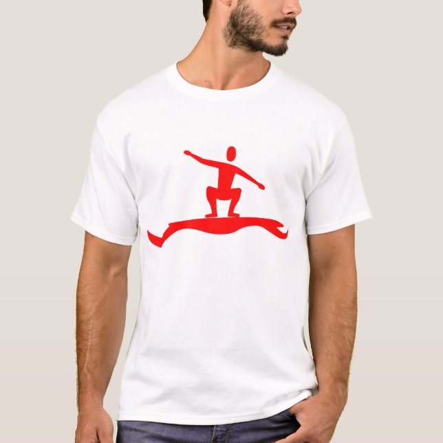 T-shirt Figure de surfeur - Rouge (Devant)