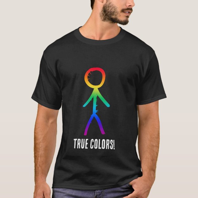 T-shirt Figure Gay Stick, Couleurs arc-en-ciel, LGBTQ+ (Devant)