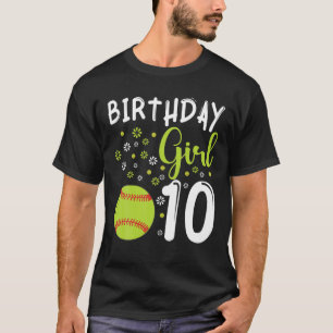 T-shirt Fille 10E Anniversaire Softball Filles Joueur Drôl