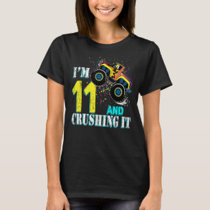 T-shirt Fille 11 ans 11e anniversaire Monster Camion Boy C