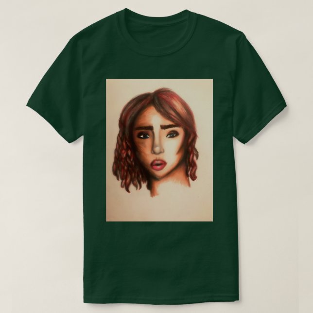 T-shirt Fille à tête rouge dramatique (Design devant)
