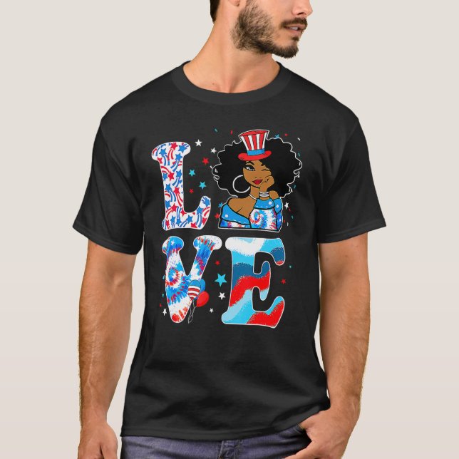 T-shirt Fille Afro Melanin Black Queen Love Happy 4th (Devant)