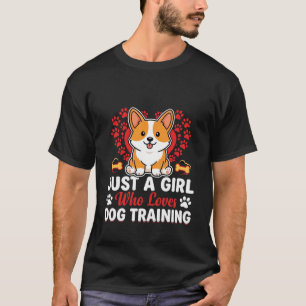T-shirt Fille aime le dressage de corgi