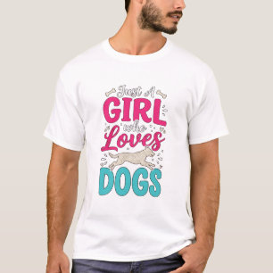 T-shirt Fille aime les chiens Typographie de gravure vinta