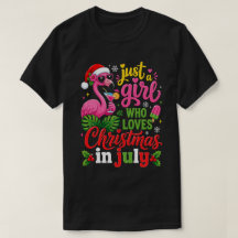 Fille aime Noël en juillet Flamingo