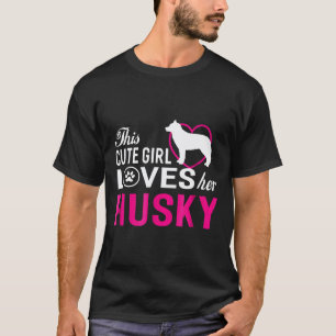 T-shirt Fille aime son cadeau de femmes de chien husky sib