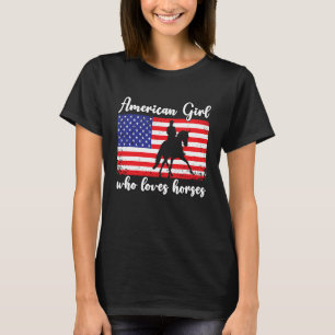 T-shirt Fille américaine qui aime l'équitation de chevaux