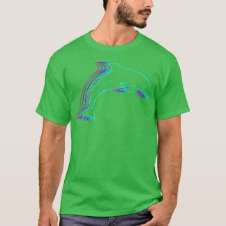 T-shirt Fille Animal Vaporwave Dauphin Rétro