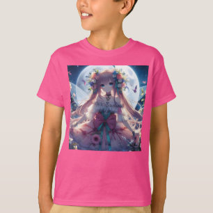 T-shirt Fille Anime Fleur Lune Fée