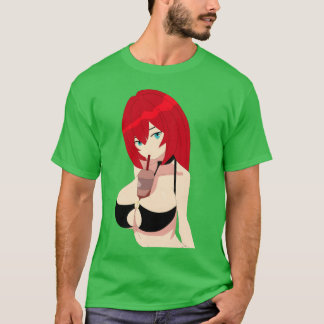 T-shirt Fille anime lubrique drôle
